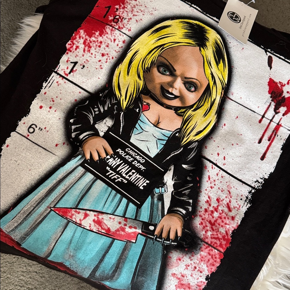 ‼️BLOWOUT SALE‼️5/$25 Black Tiffany Valentine Graphic T-Shirt - Picture 8 of 8